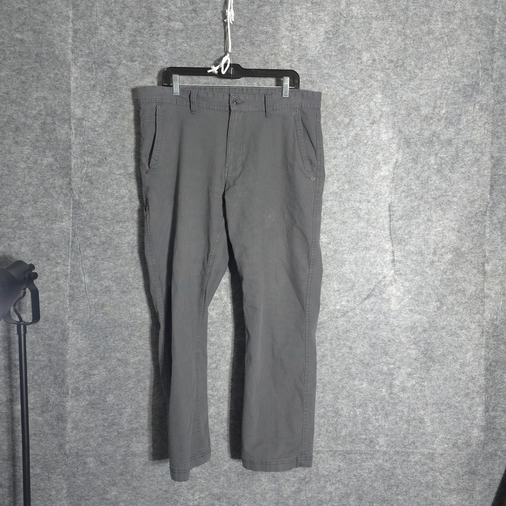 Eddie Bauer Canvas Utility Pant Mens 34x29 Grey Straight Workwear Cotton Stretch